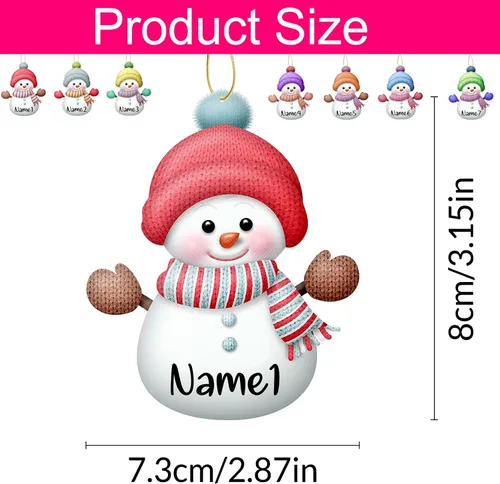 Miniatura 2 de 7 adornos de Navidad personalizados con nombre personalizado muñeco de nieve para árbol de Navidad, decoraciones colgantes regalos personalizados