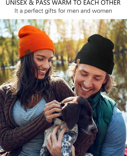 Miniatura 7 de Gorro de invierno de punto acrílico para hombres y mujeres suave cálido unisex con puños