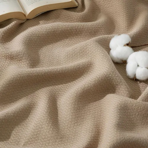 Bedsure - Manta 100% algodón tamaño king para cama, transpirable y ligera, suave y acogedora, con textura de espiga para verano, color tostado, 180