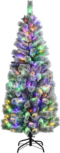 Miniatura 12 de Goplus Árbol de Navidad negro sin luz de 7.5 pies, árbol de Halloween artificial con 1258 puntas de rama, soporte de metal, árbol completo