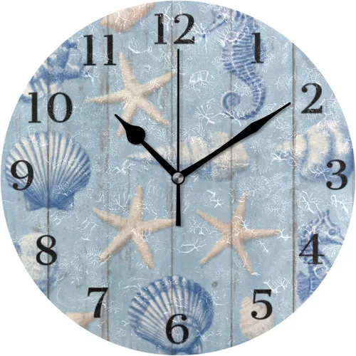 Miniatura 10 de Reloj de pared de amapola de maíz con flores azules, silencioso, sin tictac, funciona con pilas, 9.5 pulgadas para cocina, hogar, sala de estar