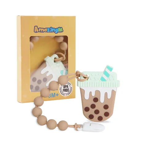 Miniatura 14 de Juguete mordedor de silicona de grado alimenticio para bebés con soporte para chupete, juguetes de dentición, juego de regalo para niños y niñas a