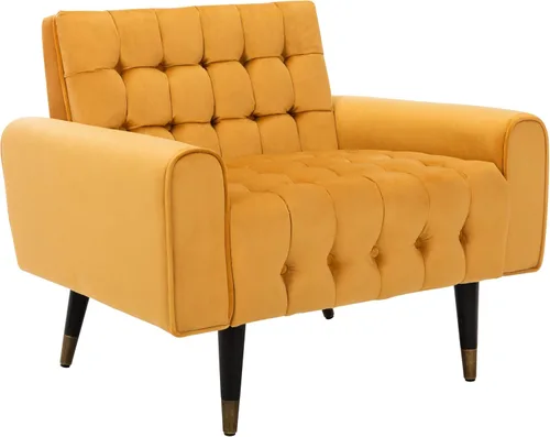 Safavieh Inicio Amaris Retro Glam Caléndula Terciopelo y Negro Copetudo Accent Silla