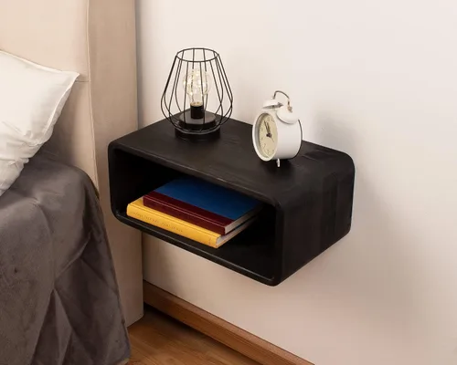 Miniatura 6 de Mesita de Noche Flotante de Madera, Mesa de Noche, Estantería de Noche, Hecho a Mano, Estante de Noche Montado en la Pared, Estilo Minimalista