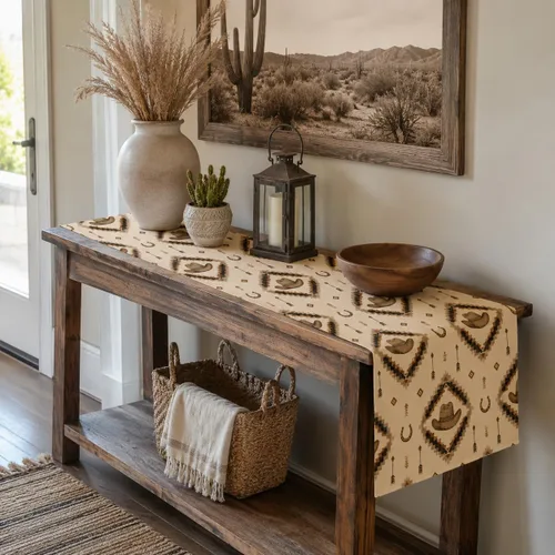 Miniatura 49 de Camino de mesa étnico del suroeste, navajo tribal nativo americano, bohemio, patrón geométrico azteca, camino de mesa para cocina, mesa de comedor