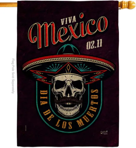Miniatura 15 de Viva México - Kit de banderas para casa de jardín, Día de Muertos, Día de los Muertos, Fiesta Mexicana, Otoño, Pequeña pancarta decorativa