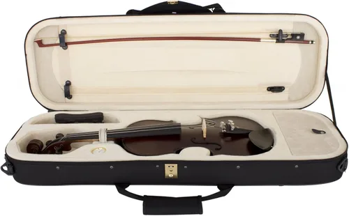 Miniatura 9 de Cecilio Violín Tamaño Completo 4/4 - Abeto y Arce Macizo Tallado a Mano, Diapasón de Ébano, Estuche Oblongo Deluxe Duro y Arco Incluido, Set