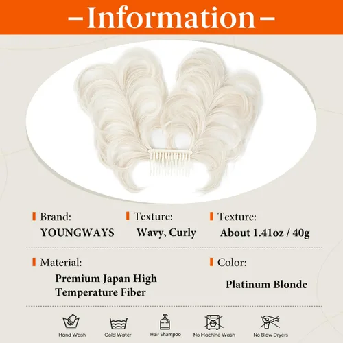 Miniatura 64 de Postizo de Cabello de Moño Desordenado Peine Lateral Clip en Moño de Cabello Postizo para Mujeres Corto Natural Liso Estilos Versátiles Ajustables