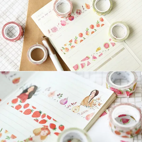 Miniatura 8 de YUBBAEX Juego de 6 rollos de cinta adhesiva washi para plantas, frutas y flores, cinta adhesiva decorativa para artes, manualidades, suministros