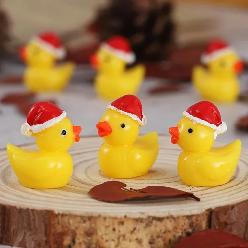 Miniatura 5 de 50 mini patos de resina, mini patos de Navidad, figuras de pato en miniatura para manualidades, casa de muñecas, decoración del jardín, decoración