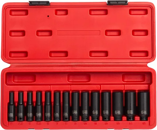 Miniatura 2 de Sunex 1831 - Juego de llaves de vaso de impacto magnético profundo de 1/4 pulgadas, 14 piezas métricas, 0.236 a 0.597 pulgadas, acero de aleación
