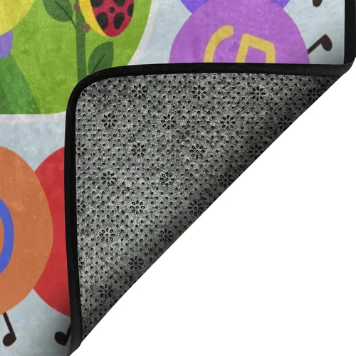 Miniatura 4 de Alfombra para Niños, Alfombra de Oruga Arcoíris ABC Letras del Alfabeto Tapete Educativo - 5x7 Pies Alfombra de Área de Aprendizaje con Respaldo