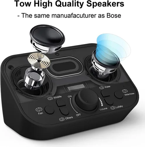 Miniatura 3 de Máquina de sonido de ruido blanco para dormir, 38 sonidos sin bucle, doble altavoz, temporizador alimentado por USB, máquina portátil de terapia