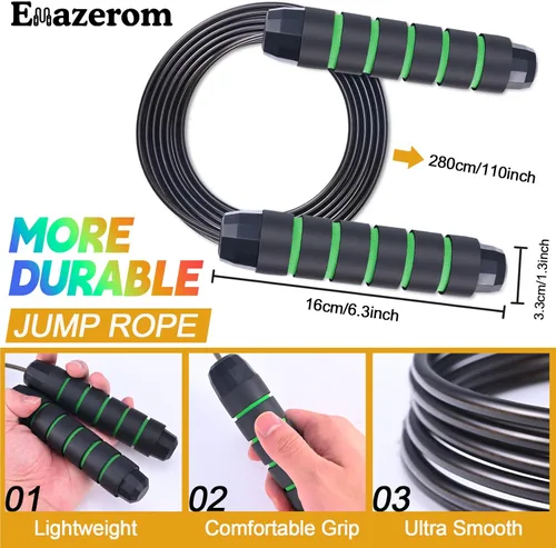 Miniatura 2 de Jump Rope for Women Men Kids, Adjustable Skipping Rope with Ball Bearings, Professional Jumping Rope with Foam Handles, Tangle-Free Rapid Speed Jump