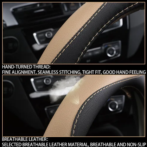 Miniatura 5 de BESULEN Funda para volante de automóvil, protector de volante de cuero suave, fundas universales antideslizantes para volante, agarre cómodo