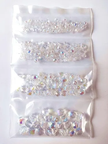 Miniatura 4 de Juego de cuentas de cristal checo pulido al fuego en color cristal AB para la fabricación de joyas y manualidades - diferentes tamaños 0.118 in