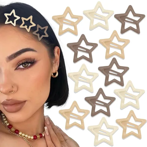 Miniatura 21 de NAISKA Pinzas para el cabello con diseño de estrella negra, antideslizantes, accesorios para niñas y mujeres (12 unidades)