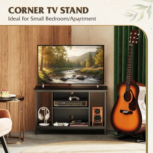 Miniatura 6 de WLIVE Soporte de TV para TV de 32 pulgadas, centro de entretenimiento de TV pequeño con gabinete de almacenamiento, soportes de TV industriales