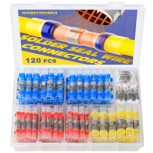 haisstronica 120 conectores de alambre de sellado de soldadura, conectores de empalme termorretráctiles de grado marino para electricidad, estéreo,