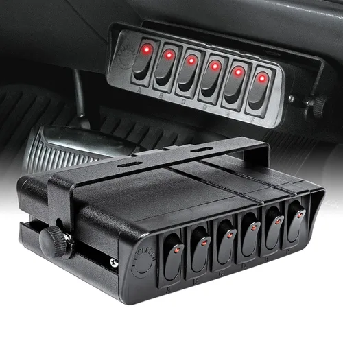 Miniatura 8 de True Mods - Caja de interruptor basculante de 4 bandas de 12 V [20 amperios máximo] [cables de 12 AWG] [12 voltios CC] SPST On/Off Rocker Toggle