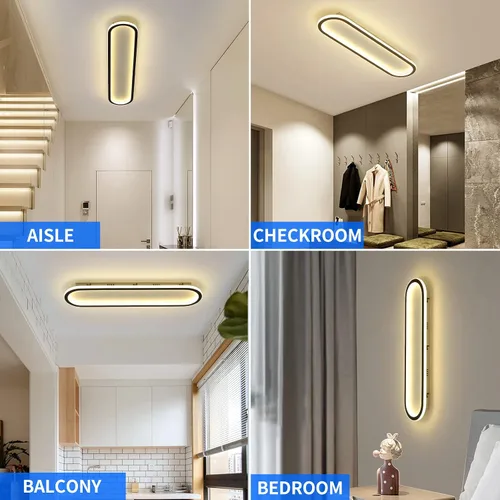 Miniatura 6 de Lámpara de techo LED moderna, anillo negro empotrado, lámpara de techo con control remoto, lámpara de techo acrílica para dormitorio, pasillo, isla