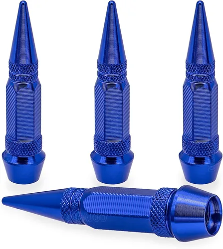 Miniatura 16 de 4 piezas de tapas de válvula de rueda con estilo púas, cubiertas universales de válvula de rueda de aleación de aluminio a prueba de polvo