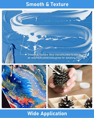Miniatura 6 de Nicpro Juego de pintura acrílica blanca grande (69 onzas, 69.0 fl oz), suministros de pintura artística no tóxicos para múltiples superficies, Blanco