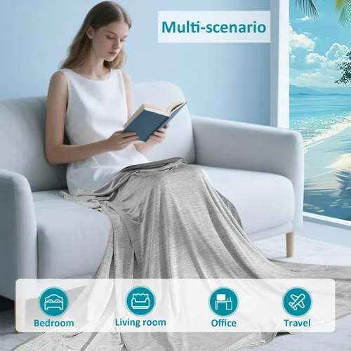 Miniatura 4 de Fotgear Manta refrescante de bambú – Manta de verano suave de doble cara, manta de cama fría transpirable para sudores nocturnos, sofá, oficina