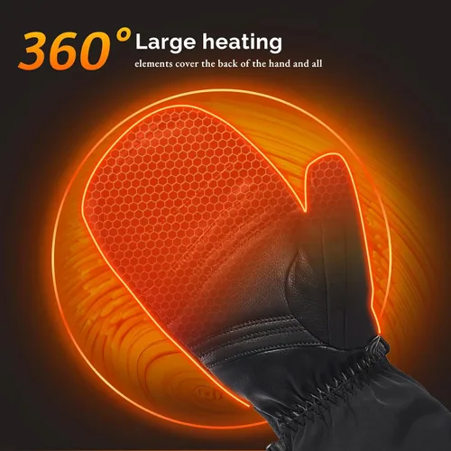 Miniatura 8 de SNOW DEER Manoplas térmicas para hombres y mujeres, guantes de esquí impermeables con pantalla táctil, batería de 7.4V 3000mAh, guantes eléctricos