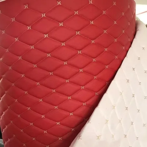 Tela de espuma acolchada de vinilo de piel sintética de diamante con respaldo de espuma de 1/4 pulgadas de grosor para tapicería, cabeceras de Rojo