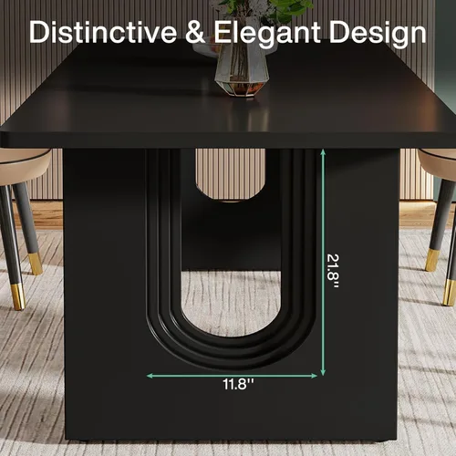 Miniatura 2 de Tribesigns Mesa de Comedor Moderna para 6 Personas, Mesa Grande de Comedor de Cocina de 71 pulgadas con Base de Pedestal de Madera, Mesa de Cena