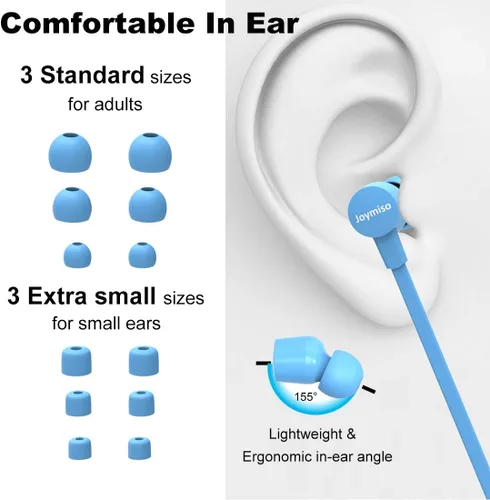Miniatura 2 de Joymiso - Auriculares sin enredos para niños y mujeres, orejas pequeñas con funda, cómodos y ligeros, auriculares con cable plano, auriculares