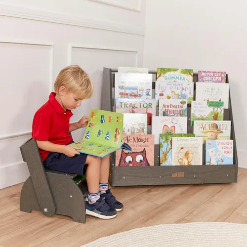 Miniatura 9 de ECR4Kids Taburete y silla Flip-Flop, muebles para niños, gris lavado
