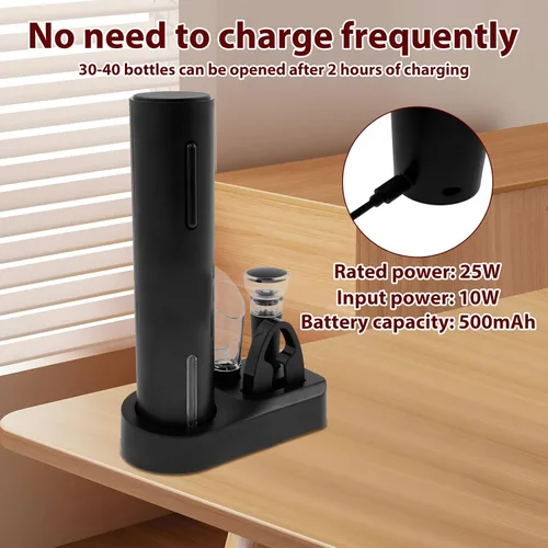 Miniatura 3 de Abrebotellas eléctrico ABRADORES de vino eléctrico ABS Sacacorchos eléctrico recargable, Abrebotellas eléctrico de vida prolongada con base