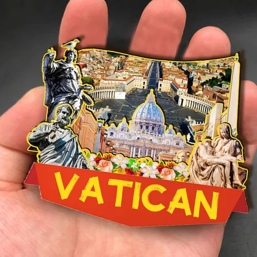 Miniatura 4 de Imán de madera del Vaticano Italia 3D para nevera, recuerdos coleccionables, decoraciones artesanales hechas a mano
