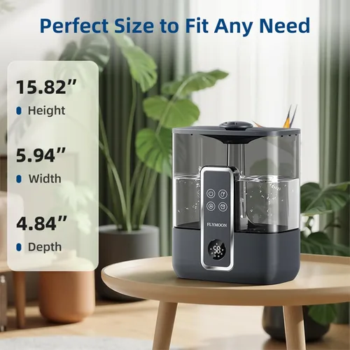 Miniatura 3 de FLYMOON Humidificador para dormitorio, humidificadores de niebla fría de 5 litros de llenado superior con 28 dB, humidificador inteligente para Negro