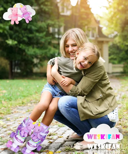 Miniatura 6 de Dino - Patines de ruedas para niños y niñas, WESKIFAN Dinosaur Quad Skating Shoes con ruedas brillantes y tamaños ajustables para principiantes