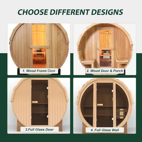 Miniatura 14 de Smartmak Sauna de vapor de barril al aire libre personalizada, 2-10 personas de cicuta canadiense/cedro rojo tradicional sala de sauna de madera
