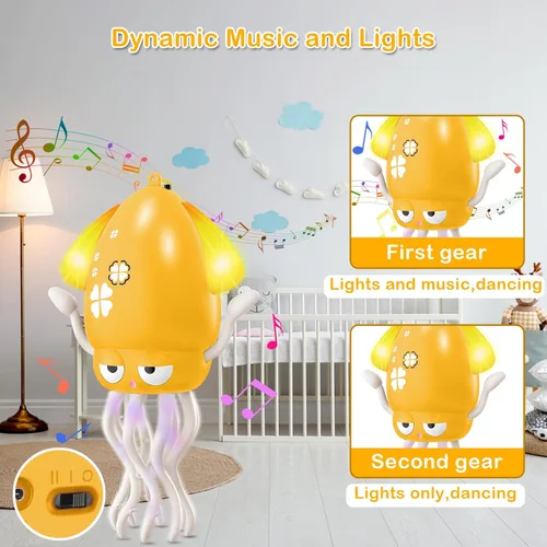 Miniatura 5 de Plnmlls Juguete de pulpo bailarín, juguetes para el tiempo boca abajo, con música y luz LED, batería recargable integrada y volumen que se pueden