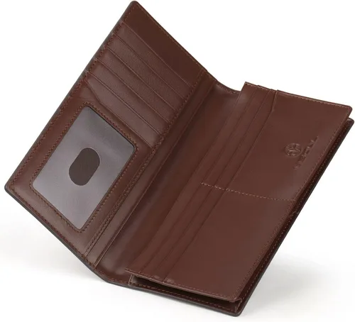 Miniatura 2 de Billeteras de cuero para hombre con 3 compartimentos para efectivo 12 ranuras para tarjetas de crédito