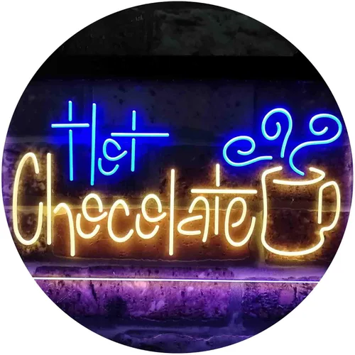 Miniatura 12 de ADVPRO Señal de neón LED de doble color para bebida de chocolate caliente, azul y rojo, 12 x 8 pulgadas st6s32-i3831-br