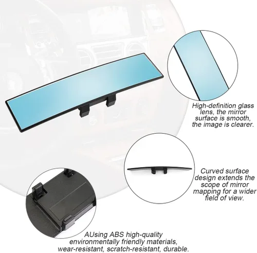 Miniatura 3 de Espejo retrovisor para automóvil, panorámico gran angular de 12 pulgadas, antirreflejo, espejo retrovisor automático con clip, superficie convexa