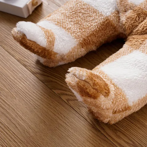 Miniatura 7 de MIEKISA Mameluco peludo a cuadros con capucha para bebés, niños y niñas, otoño e invierno