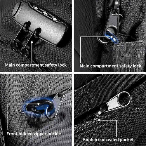 Miniatura 5 de Tzowla, mochila de viaje de negocios para computadora portátil de 15,6 a 17,3 pulgadas para mujeres, hombres y para regalar, A-Negro