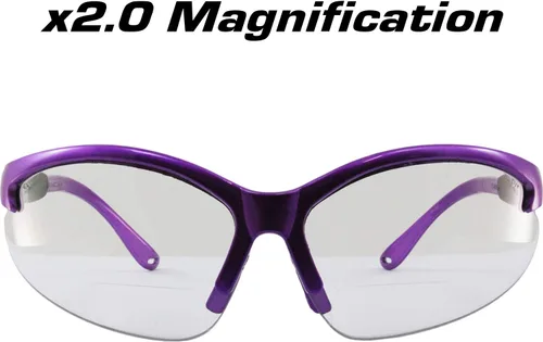 Miniatura 2 de Birdz Gafas Flamingo - Lentes de seguridad para el trabajo, bifocales, montura púrpura + lentes transparentes de aumento 2.0