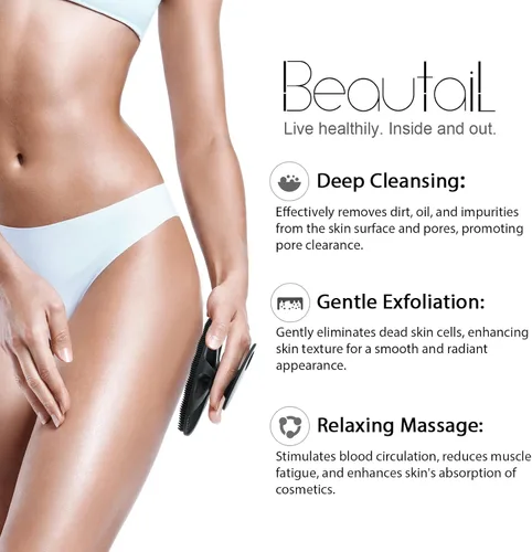 Miniatura 2 de BEAUTAIL Cepillo de silicona para ducha y baño, exfoliante suave para mujeres y hombres, piel sensible al bebé, fácil de limpiar, enjabona bien, más