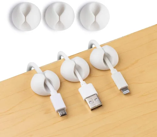 Miniatura 7 de Prácticos clips para cables – Soportes para cables compactos y adhesivos para organización de cables – Protectores de cables con respaldo adhesivo