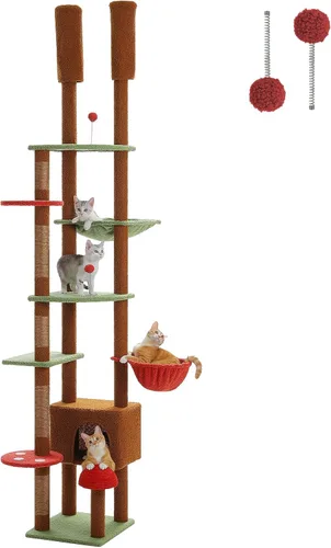 Miniatura 17 de PEQULTI - Árbol para gatos de 53 pulgadas para interiores, condominio grande, postes de rascado de sisal, hamaca y percha, diseño de cactus fresco