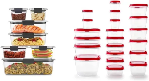Rubbermaid Brilliance - Juego de 14 tapas de plástico para almacenamiento y recipientes de alimentos a prueba de fugas, transparentes, con tapas