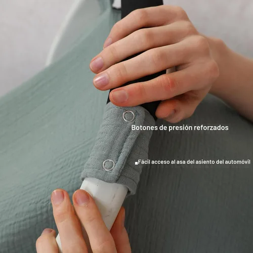 Miniatura 6 de Funda de asiento de automóvil 100% muselina de algodón para bebé, cubierta de toldo para asiento de automóvil, fundas de cochecito de ajuste Verde